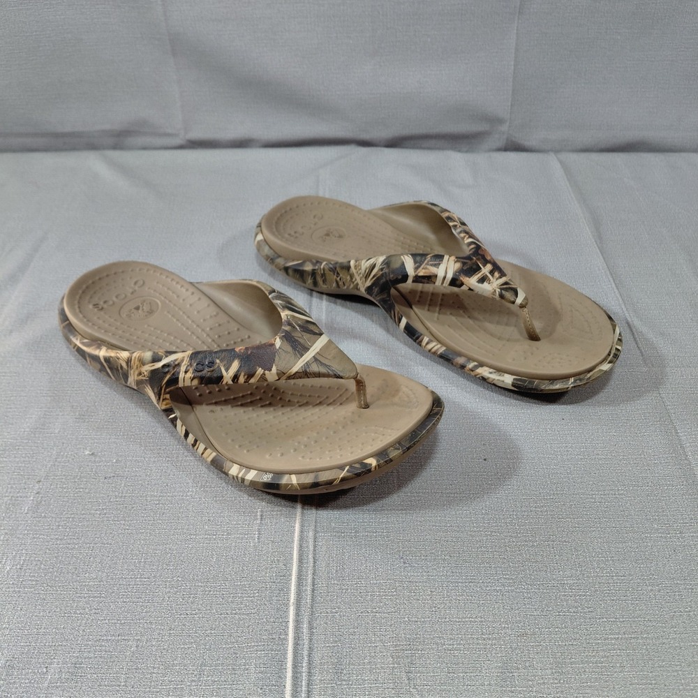Crocs RealTree Edge Camo Flip Flops Men's 13 Thong Style Slip On Sandals